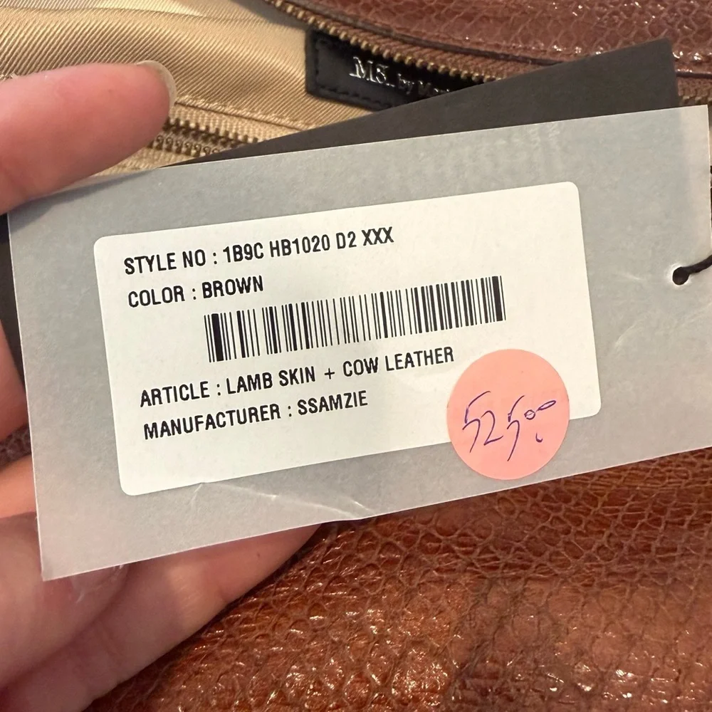 Soft Leather Round Hobo Handbag - Brown